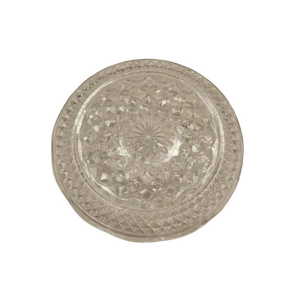 Jeannette Glass Windsor Crystal Butter Dish Clear Round Two Piece - Picture 7 of 7